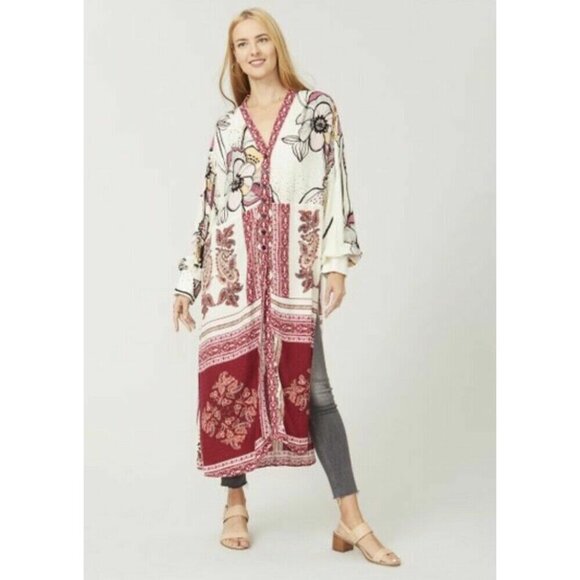 NWT Free People Duster Kimono Robe Oversized Maxi Cover Up C'est Moi Sz XS $168 - Picture 4 of 12